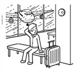 悪天候で、搭乗予定の航空機が飛ばなかった